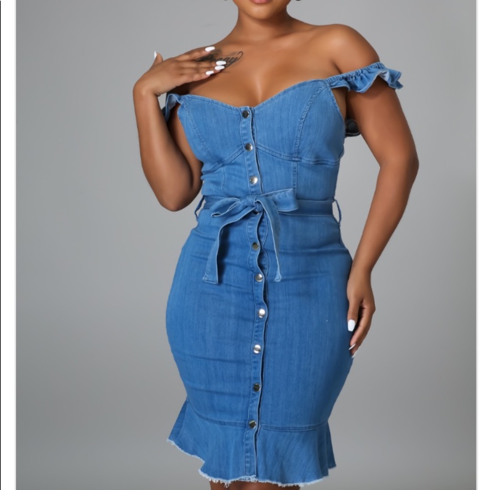 ⭐️Size S-L⭐️ Denim Dress STRETCHY